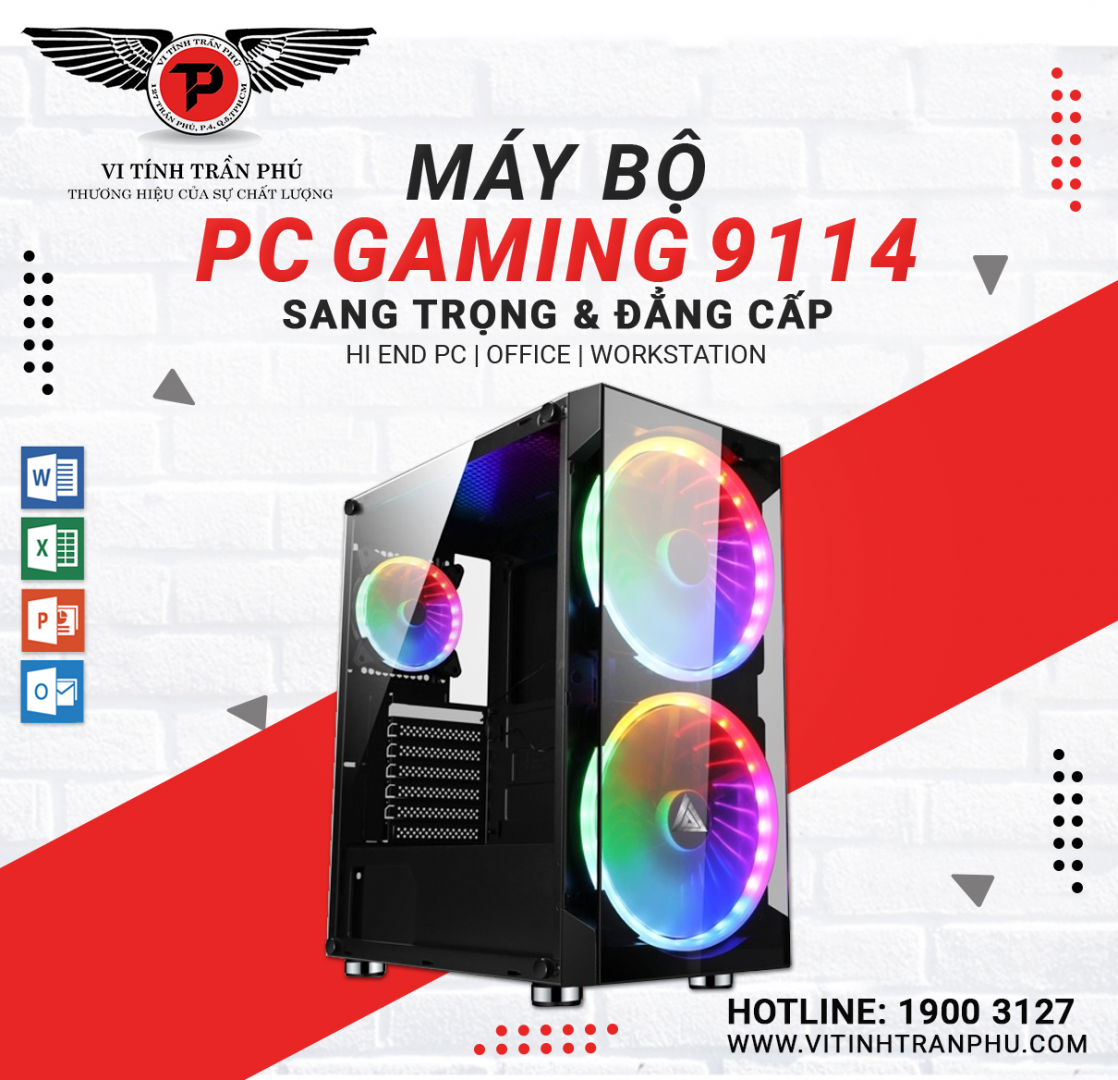 MÁY BỘ PC GAMING 9114: I5 10600K/MAINB460/8G/SSD120G/GT1030 2GB/400W